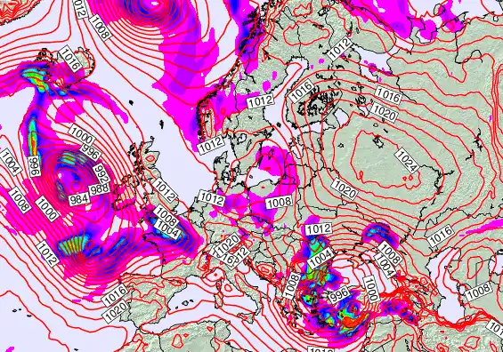 Europe forecast chart for Wednesday, February 18th, 2026 at 6:00 AM
