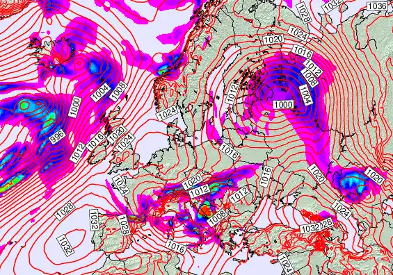 Europe forecast chart for Friday, February 20th, 2026 at 12:00 AM