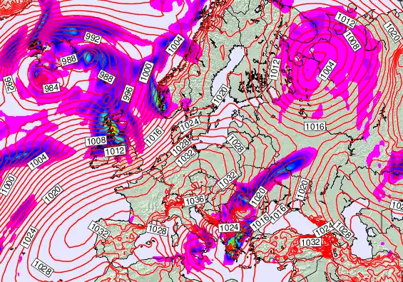 Europe forecast chart for Friday, February 20th, 2026 at 6:00 PM