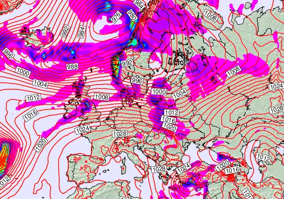 Europe forecast chart for Monday, February 23rd, 2026 at 12:00 AM