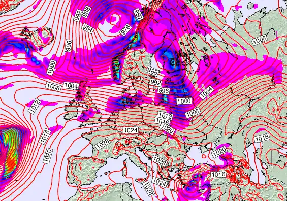 Europe forecast chart for Monday, February 23rd, 2026 at 6:00 AM