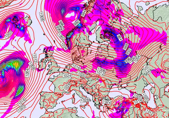 Europe forecast chart for Monday, February 23rd, 2026 at 6:00 PM