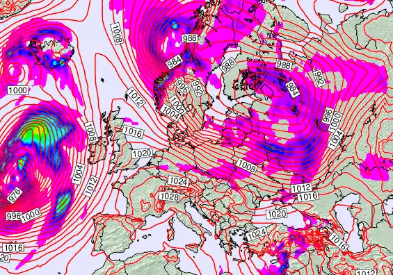 Europe forecast chart for Tuesday, February 24th, 2026 at 12:00 AM