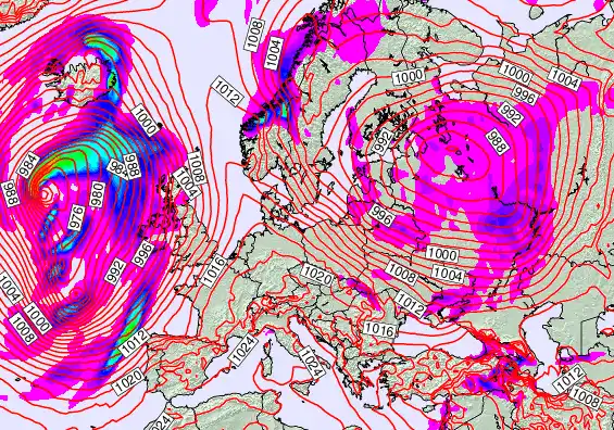 Europe forecast chart for Tuesday, February 24th, 2026 at 12:00 PM
