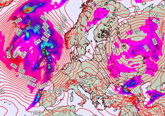 Europe forecast chart for Wednesday, February 25th, 2026 at 12:00 AM
