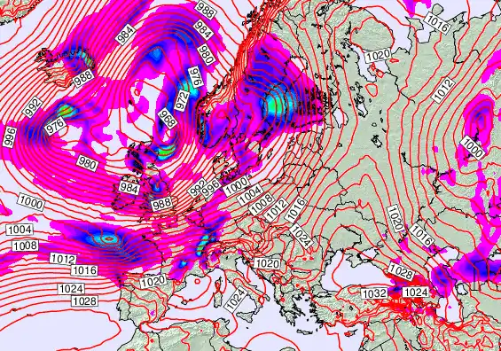 Europe forecast chart for Thursday, February 26th, 2026 at 12:00 AM