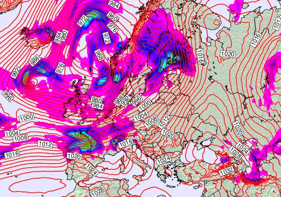 Europe forecast chart for Thursday, February 26th, 2026 at 6:00 AM