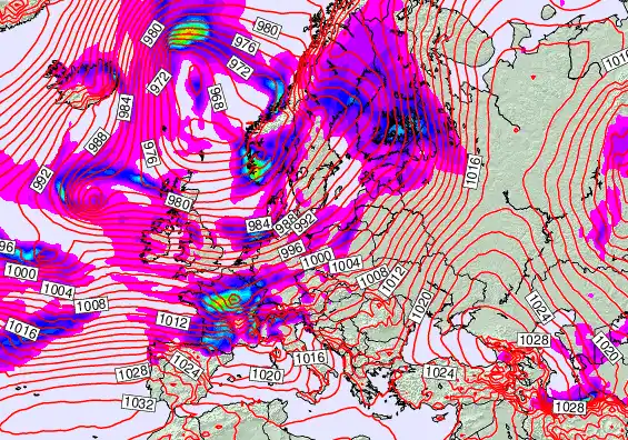 Europe forecast chart for Thursday, February 26th, 2026 at 12:00 PM