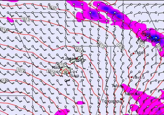 Fiji Islands forecast chart for Saturday, July 27th, 2024 at 12:00 PM