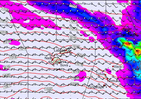 Fiji Islands forecast chart for Thursday, September 18th, 2025 at 12:00 AM