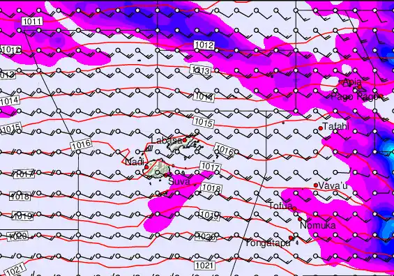 Fiji Islands forecast chart for Thursday, September 18th, 2025 at 6:00 AM
