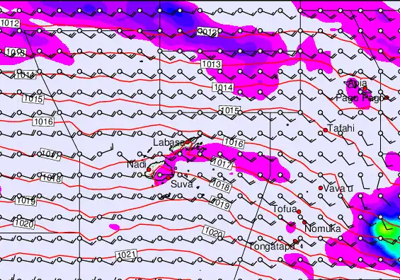 Fiji Islands forecast chart for Thursday, September 18th, 2025 at 12:00 PM