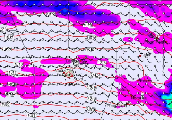Fiji Islands forecast chart for Thursday, September 18th, 2025 at 6:00 PM