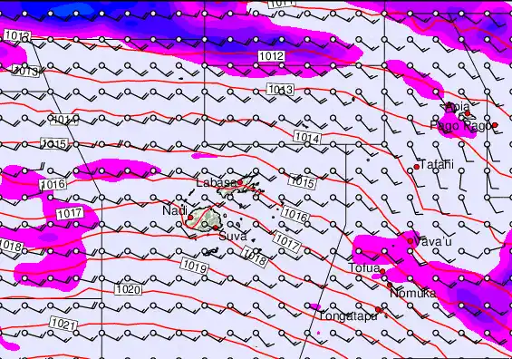 Fiji Islands forecast chart for Friday, September 19th, 2025 at 12:00 AM
