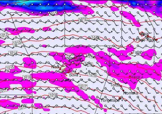 Fiji Islands forecast chart for Friday, September 19th, 2025 at 6:00 PM