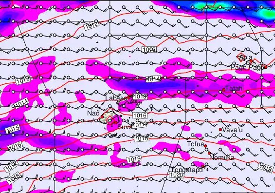 Fiji Islands forecast chart for Saturday, September 20th, 2025 at 6:00 PM