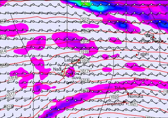 Fiji Islands forecast chart for Monday, September 22nd, 2025 at 12:00 AM