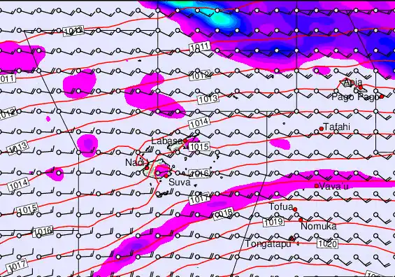 Fiji Islands forecast chart for Monday, September 22nd, 2025 at 6:00 AM