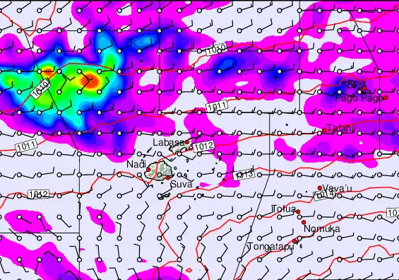 Fiji Islands forecast chart for Thursday, September 25th, 2025 at 12:00 AM