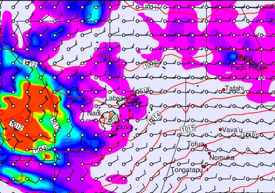 Fiji Islands forecast chart for Friday, September 26th, 2025 at 12:00 AM