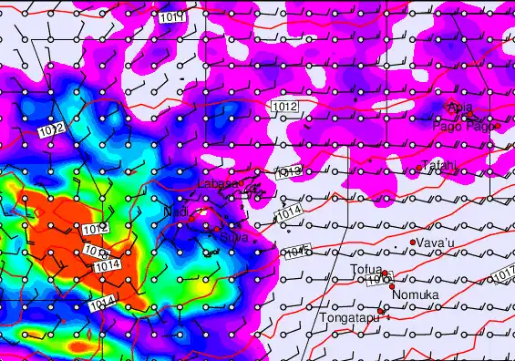 Fiji Islands forecast chart for Friday, September 26th, 2025 at 6:00 AM