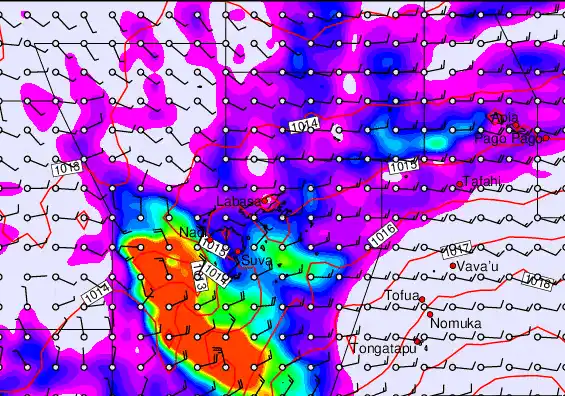 Fiji Islands forecast chart for Friday, September 26th, 2025 at 6:00 PM