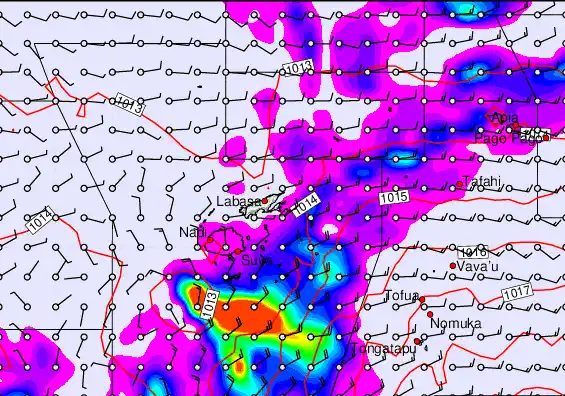 Fiji Islands forecast chart for Saturday, September 27th, 2025 at 12:00 AM