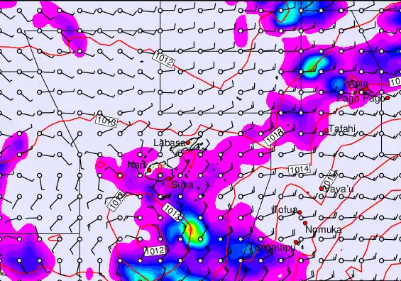 Fiji Islands forecast chart for Saturday, September 27th, 2025 at 6:00 AM