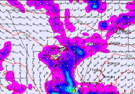 Fiji Islands forecast chart for Saturday, September 27th, 2025 at 12:00 PM