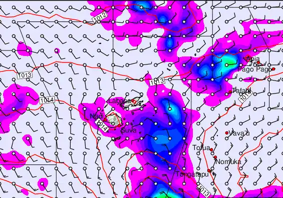 Fiji Islands forecast chart for Saturday, September 27th, 2025 at 6:00 PM