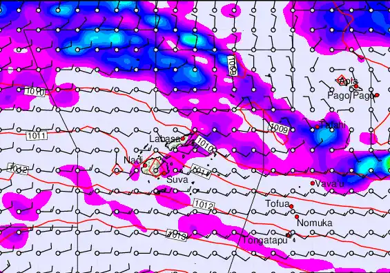 Fiji Islands forecast chart for Wednesday, December 24th, 2025 at 12:00 PM