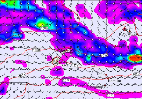 Fiji Islands forecast chart for Wednesday, December 24th, 2025 at 6:00 PM