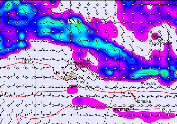 Fiji Islands forecast chart for Thursday, December 25th, 2025 at 12:00 AM