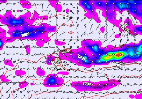 Fiji Islands forecast chart for Thursday, December 25th, 2025 at 6:00 PM
