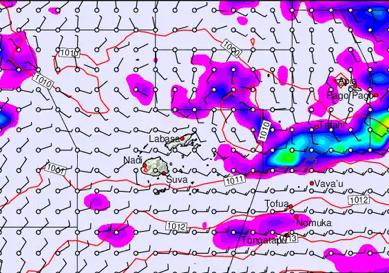 Fiji Islands forecast chart for Friday, December 26th, 2025 at 12:00 AM