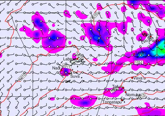 Fiji Islands forecast chart for Friday, December 26th, 2025 at 6:00 AM