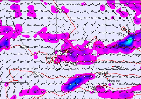 Fiji Islands forecast chart for Friday, December 26th, 2025 at 12:00 PM