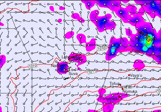 Fiji Islands forecast chart for Saturday, December 27th, 2025 at 6:00 AM