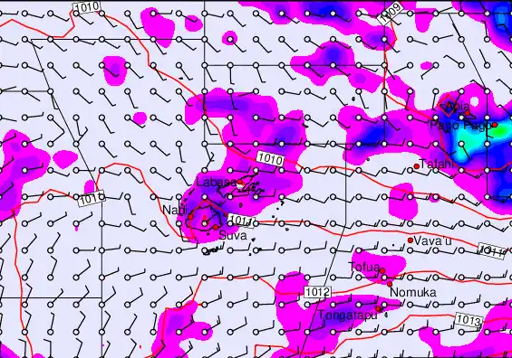 Fiji Islands forecast chart for Saturday, December 27th, 2025 at 12:00 PM