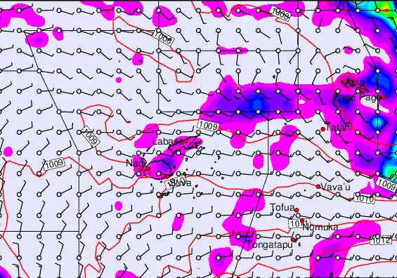 Fiji Islands forecast chart for Sunday, December 28th, 2025 at 12:00 AM