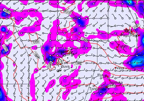 Fiji Islands forecast chart for Sunday, December 28th, 2025 at 12:00 PM
