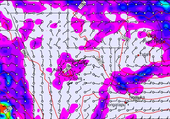 Fiji Islands forecast chart for Monday, December 29th, 2025 at 12:00 PM