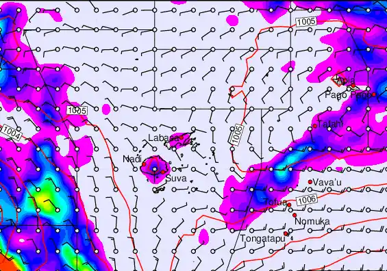 Fiji Islands forecast chart for Tuesday, December 30th, 2025 at 6:00 AM
