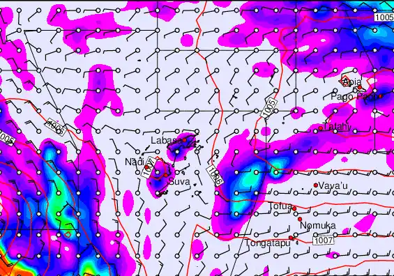 Fiji Islands forecast chart for Tuesday, December 30th, 2025 at 12:00 PM