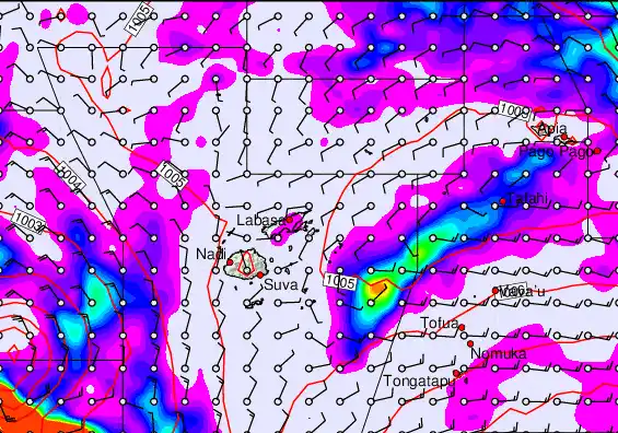 Fiji Islands forecast chart for Tuesday, December 30th, 2025 at 6:00 PM