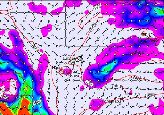 Fiji Islands forecast chart for Wednesday, December 31st, 2025 at 12:00 AM