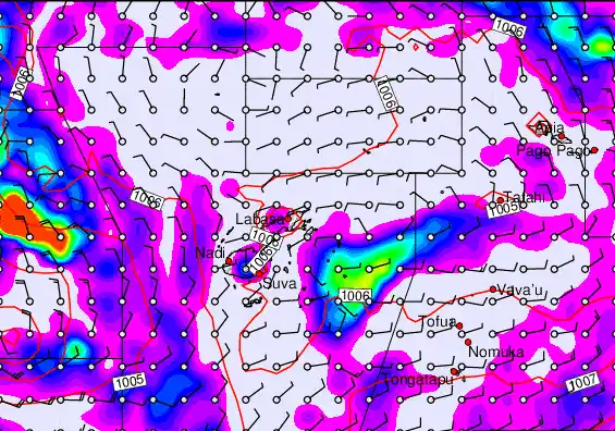 Fiji Islands forecast chart for Wednesday, December 31st, 2025 at 12:00 PM