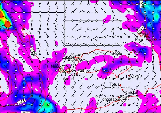 Fiji Islands forecast chart for Thursday, January 1st, 2026 at 12:00 AM