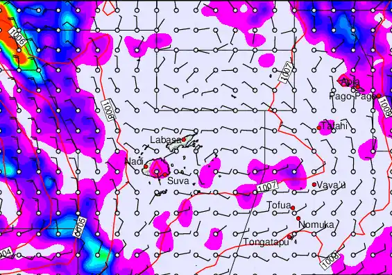 Fiji Islands forecast chart for Thursday, January 1st, 2026 at 6:00 AM