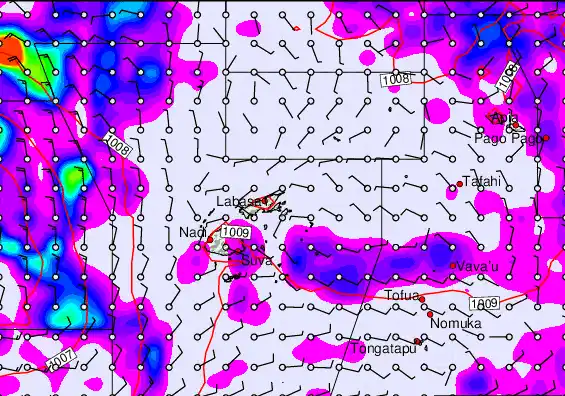Fiji Islands forecast chart for Thursday, January 1st, 2026 at 12:00 PM